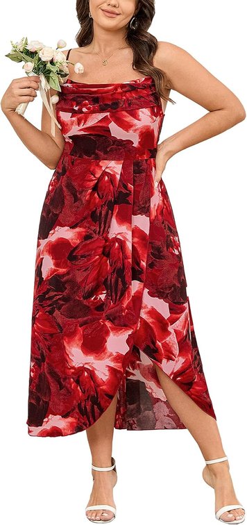 Size 3XL Women's Plus Size Sleeveless Spaghetti Strap Cowl Neck Dress
