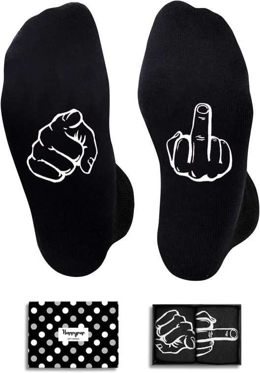 HAPPYPOP Funny Socks for Women Men - Poop, Middle Finger, Retirement Gifts
