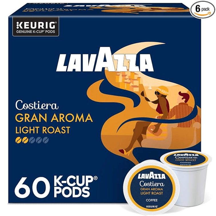 Lavazza Gran Aroma Single-Serve Coffee K-Cup® Pods for Keurig Brewer, Light Roast, 10-Count Boxes (Pack of 6)