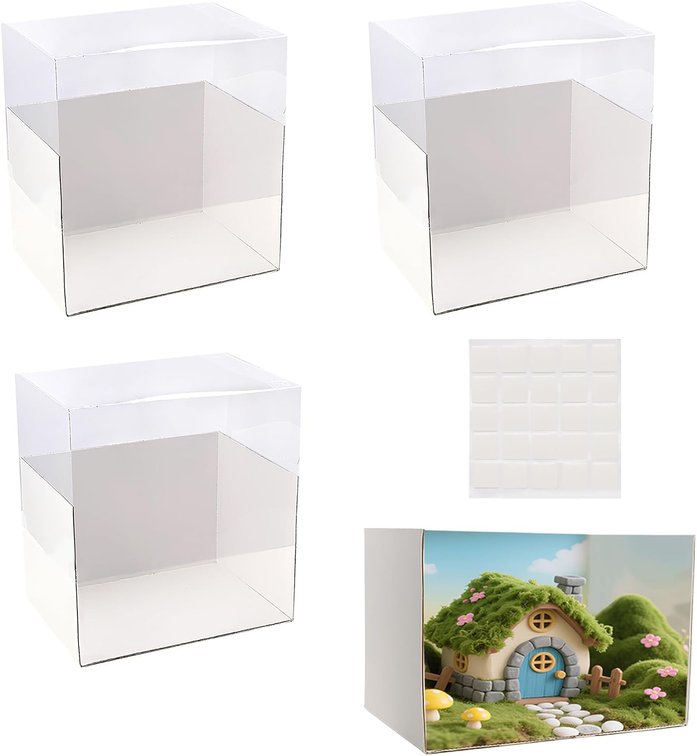 3Set Diorama Box with Transparent Lid Diorama Kit Project Box for Display