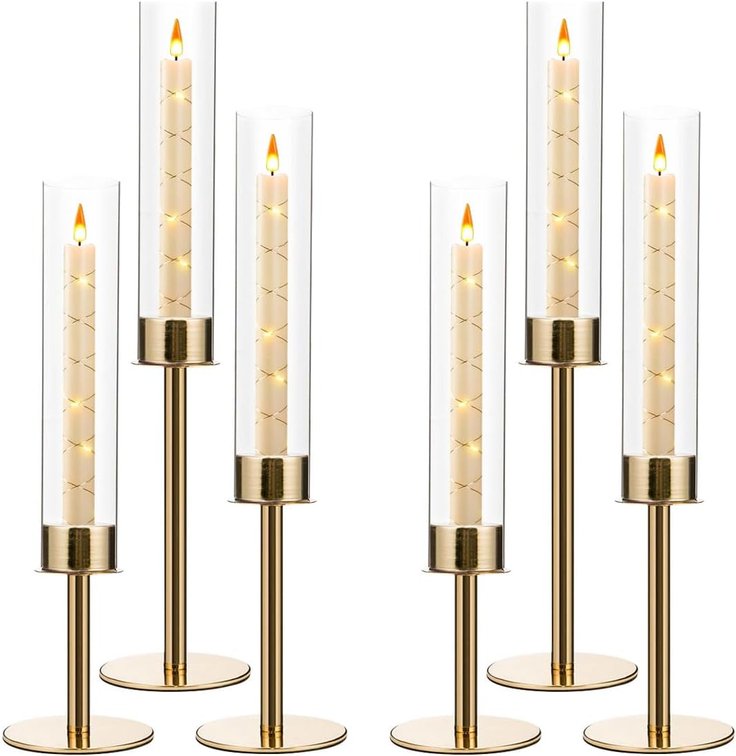 6PCS Acrylic Candle Holder for Table Centerpiece