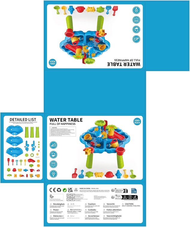 Sand and Water Table for Toddlers 3-5, Kids Outdoor Activity Water Tables with Beach Fun Sand Toy, Summer Outside Toys Water Playset for Toddler Boys Girls Ages 2 3 4 5 6 7 8