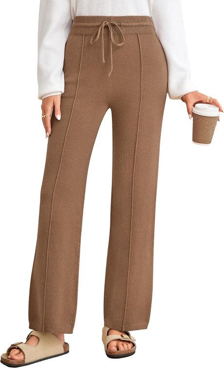 size medium - Arach&Cloz Womens 2025 Spring Sweater Pants Straight Leg Elastic High Waisted Business Casual Lounge Winter Knit Sweatpants