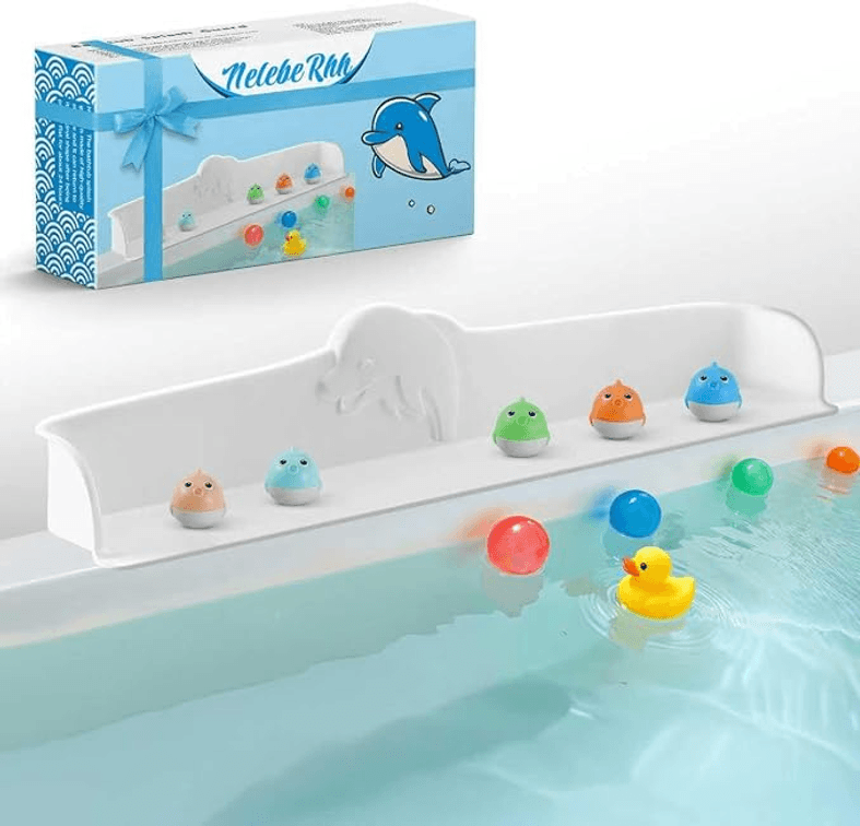 Original PlayPad, Bathtub Splash Guard Play Shelf - Toy Tray Caddy Holder Storage - Suction Cups Attach to Bath Tub - No Mess Water Spill in Bathroom for Toddlers Kids Baby (White)
