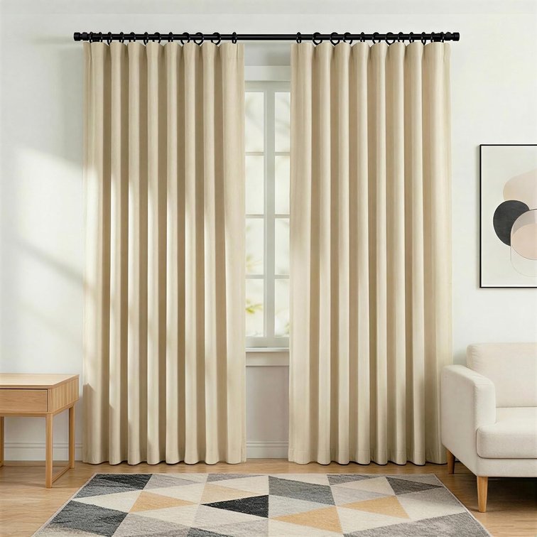 hoeflife Blackout Curtains for Bedroom Room Darkening Curtains for Living Room Ceiling Door Curtain Beige Drape 1 Panel,W52 x L108