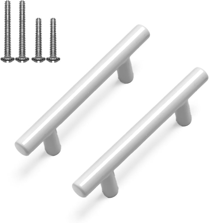 FIGO HOME Kitchen Cabinet Handles - 10 Pack Stainless Steel Kitchen Cupboard & Drawer Pulls - 5 Inch Drawer Pulls, 3 Inch Hole to Hole - White Cabinet Handles - Kitchen Cabinet Hardware