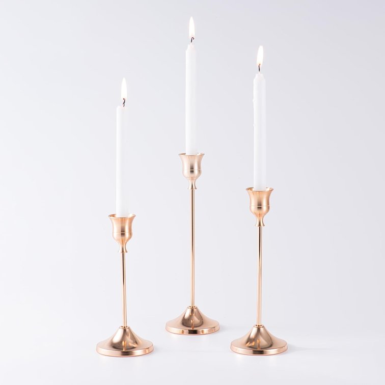Candle Stick Holder, Gold Candlestick Taper Candle Holder Set of 3, Candle Stick Holders for Wedding Dining Table Centerpiece Christmas Decor