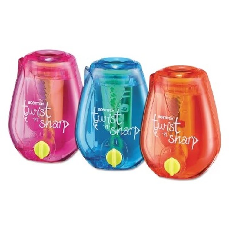 1 RED SHARPENER ONLY - STANLEY BOSTITCH Twist-n-Sharp Pencil Sharpener Random Assorted 3 1/2 x 1 1/4 x 5 1/2 6/PK PS1ADJPK