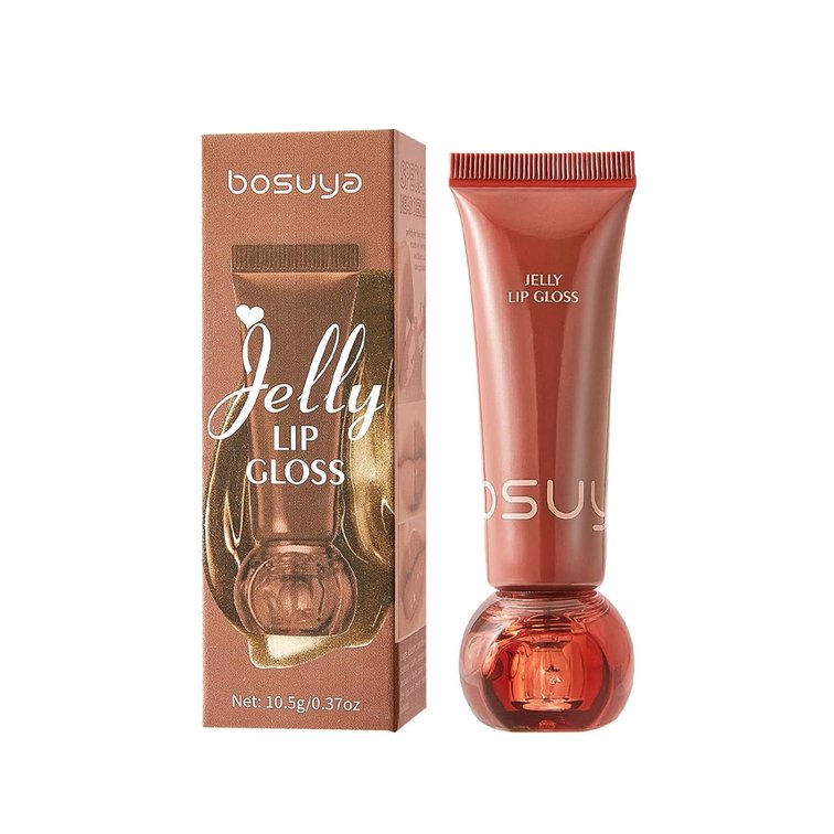 ADMD Jelly Lip Gloss Nude Lip Gloss, Cocoa Brown Glaze, High-Shine & Hydrating, Nourishing Formula, Your Lips But Better, Subtle Nude Gloss(06# Pepty Coco)