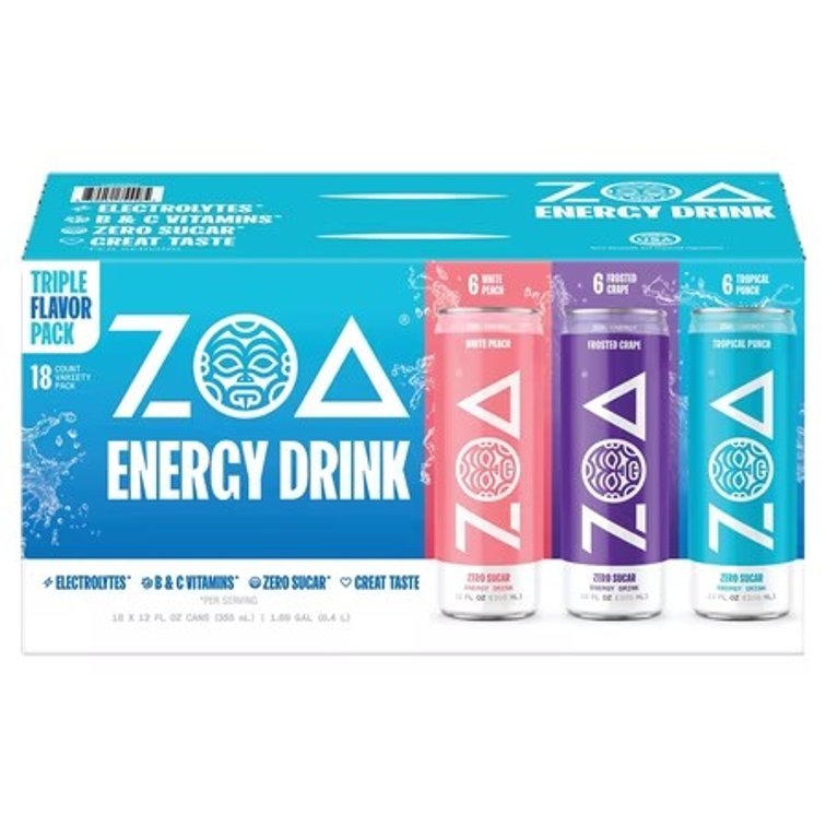 ZOA Energy Drink, Zero Sugar, Variety Pack, 12 Fluid Ounce (Pack of 18)