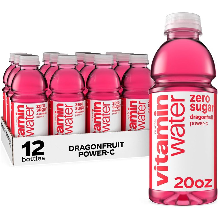 Vitaminwater Zero Power-c, Dragonfruit Flavored, Electrolyte Enhanced Bottled Water with Vitamin b5, b6, b12, 20 Fl Oz, 12 Pack