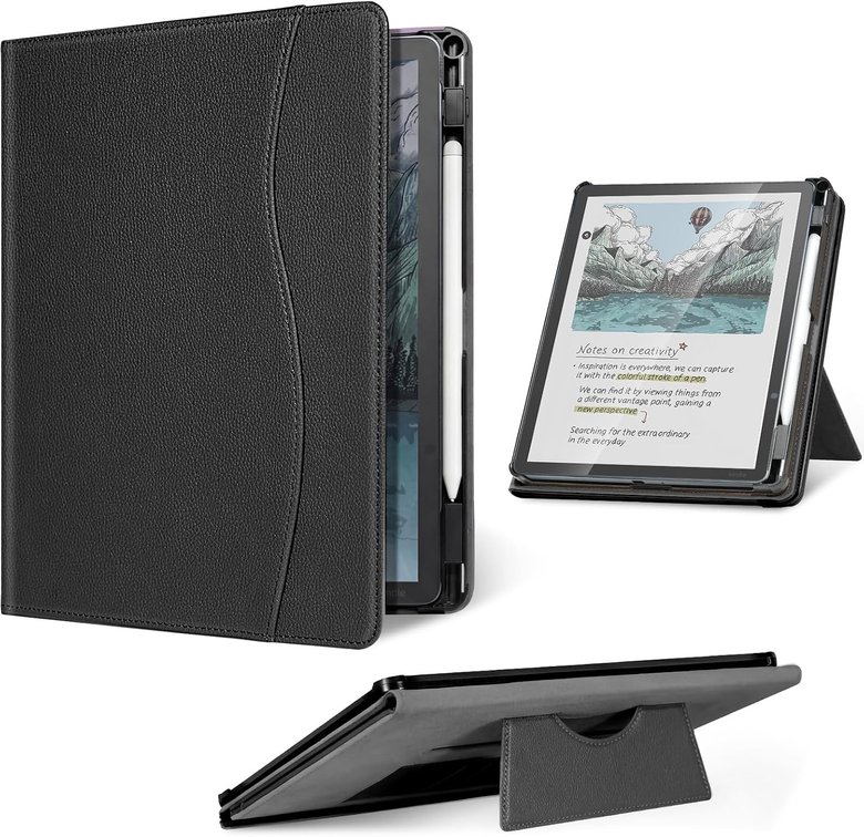 CoBak Stand Case for 11" Kindle Scribe 3rd Generation 2025, Kindle Scribe Colorsoft - Premium PU Leather Foldable Stand Cover Auto Sleep/Wake with Card Slot and Pen Holder