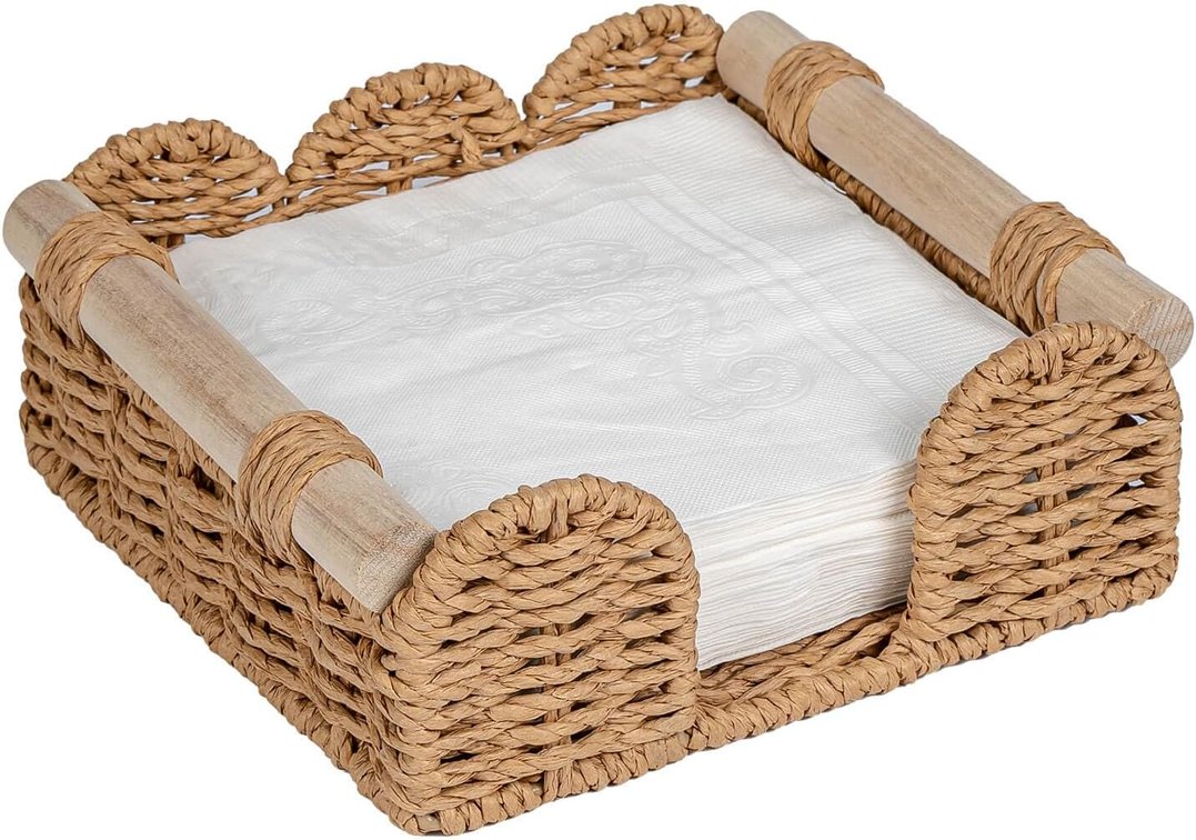 CubesLand Square Scalloped Napkin Holder for Table for Home Kitchen Decor