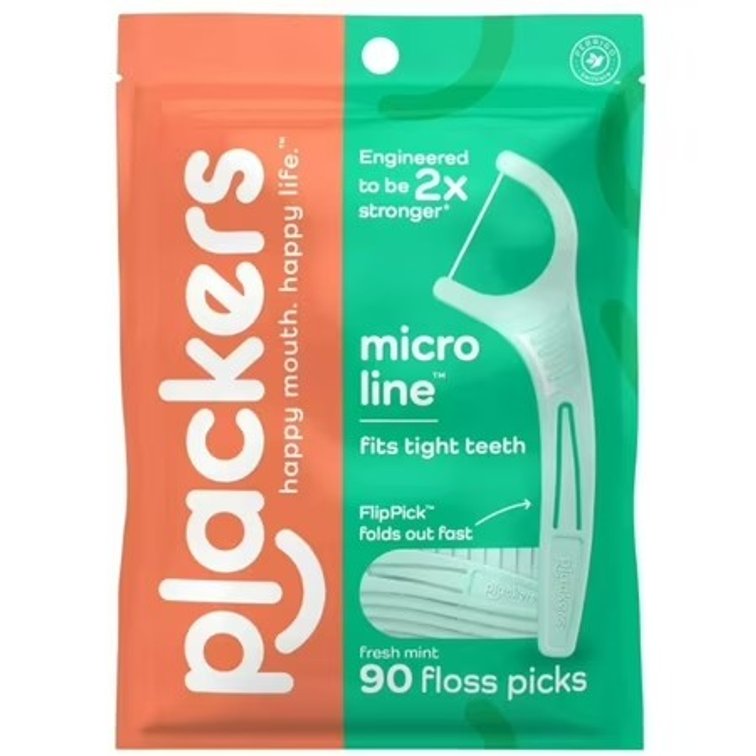 PLACKERS Micro Mint Freshens Breath, Dental Flossers Mint 90 Each