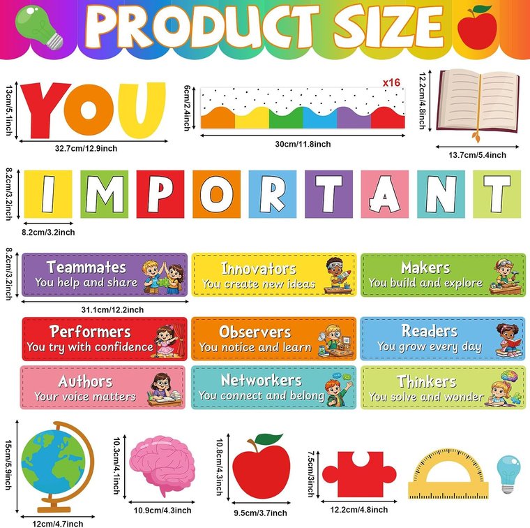 Growth Mindset Bulletin Board Decoration Classroom Affirmation Station Bulletin Board Positive Classroom Decor You are Important Paper Cutouts for Back to School Elementary Home Wall Door Supplies