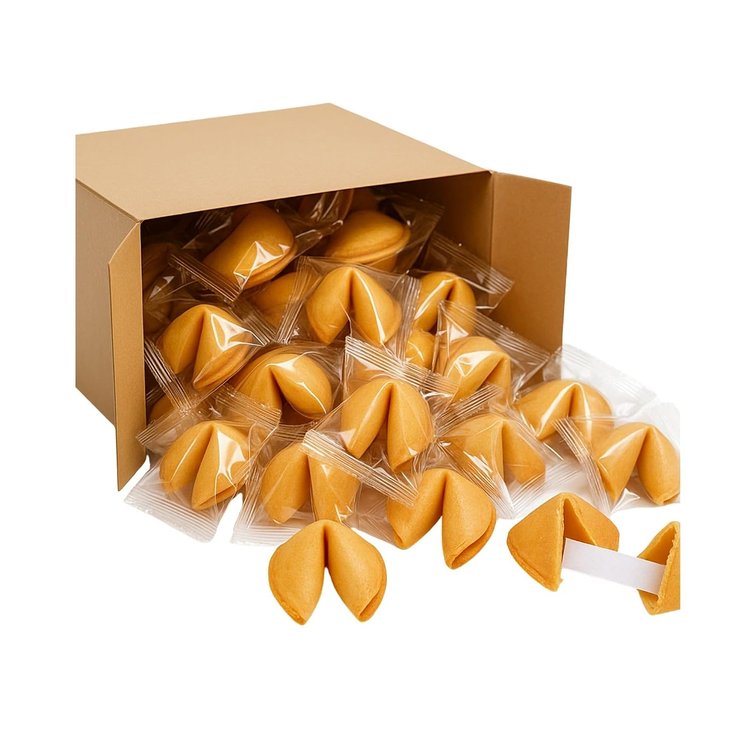 Fortune Cookies, Individually Wrapped, Bulk Pack, Secret Santa, Premium USA Made, Vanilla Valentine, St. Patrick's, easter egg fillers, break room, to go, appetisers, Christmas Holiday Treats Party Favors (50 Count) 1 Ounce (Pack of 50)