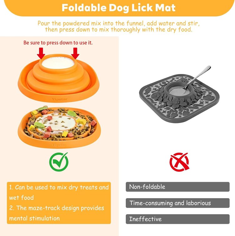 Yipetor Silicone Dog Lick Mat, Convertible Slow Feeder for Fast Eating Dogs