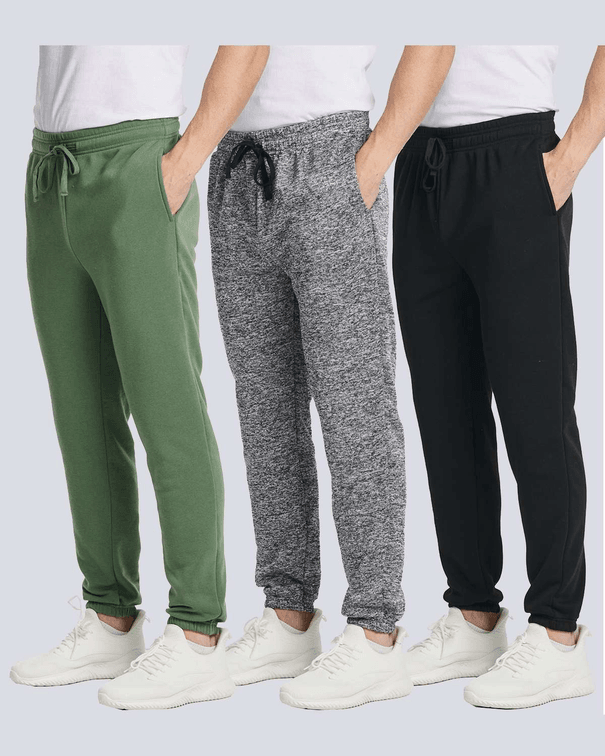 Size XL - Real Essentials 3 Pack: Men's Cotton Fleece Jogger Sweatpants