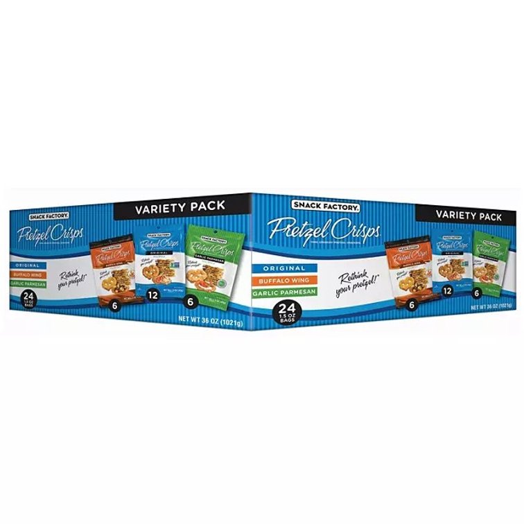 Best by Oct 17 2026 Snack Factory Variety Pack Pretzel Crisps, 1.5 oz., 24 pk.