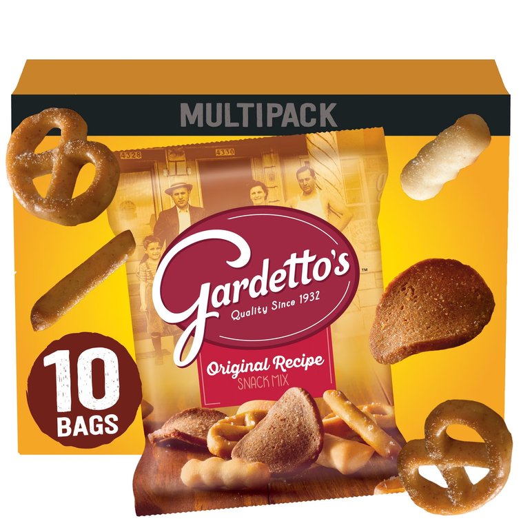 Best by Oct 14 2026 Gardetto's Original Recipe Snack Mix, Single Serve Bags Multipack, 10 Count, 17.5 oz