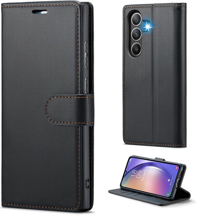 for Samsung Galaxy S26+/Plus 6.7" Wallet Case, PU Leather Folio Flip Cover with Kickstand, RFID Blocking Credit Card Slots & Shockproof Protection (Black, Samsung Galaxy S26+/Plus)