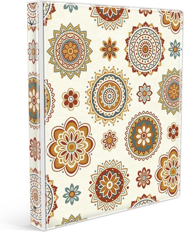 SET OF 3 Cute 3 Ring Binder 1 Inch, Letter-Size PVC Cover (Datura)