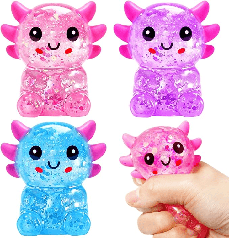 3Pack Axolotl Squishy, Soft Slow Rising Sensory Fidget Toy, Squeeze Toy for Classroom Prize,Party Favors