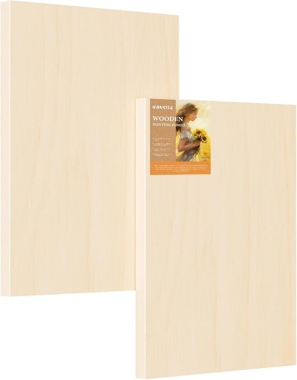 Wooden Art Panels for DIY Painting - Christmas Crafts & Home D cor | 12x16 Inch Canvas Wood Boards, Unfinished Wooden Canvas for Adults (2-Pack)