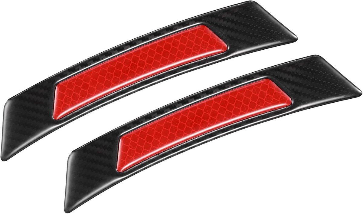 2 Pcs Carbon Fiber Pattern Car Wheel Well Fender Reflective Stickers Universal Side Marker Anti-Collision Sticker Decal Black Red Durable Material