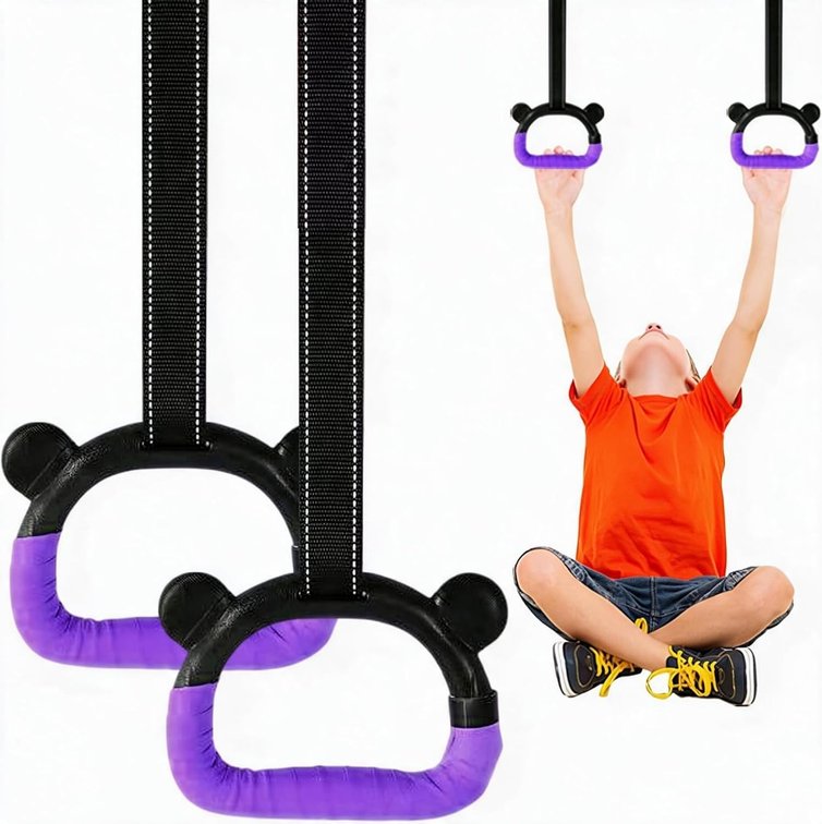 Kids Gymnastics Rings, Children's Home Gym Equipment, Children's Adjustable Strap Strength Training Rings, Pulling Rings for Physical Training