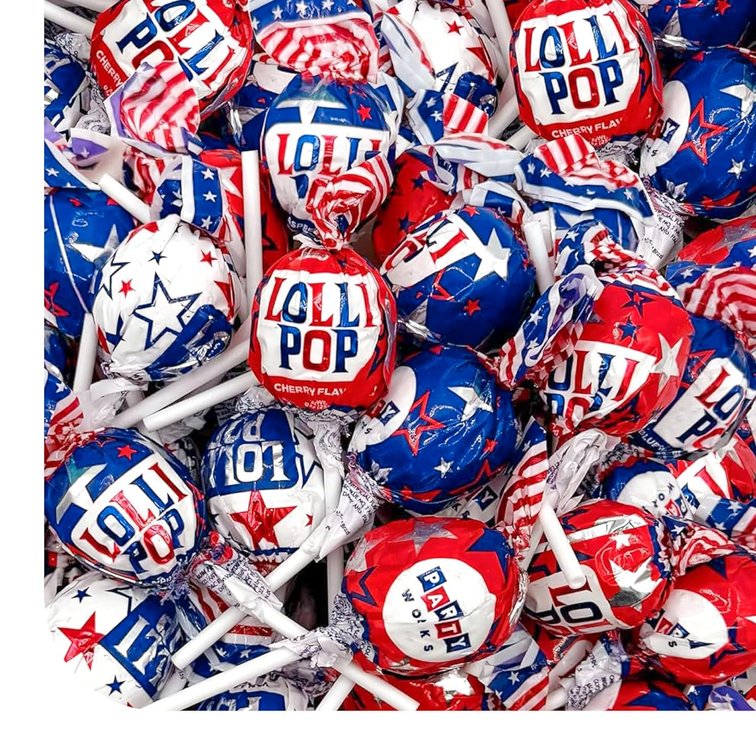 Patriotic Candy, Fruit Lollipops Individually Wrapped - 35 Count