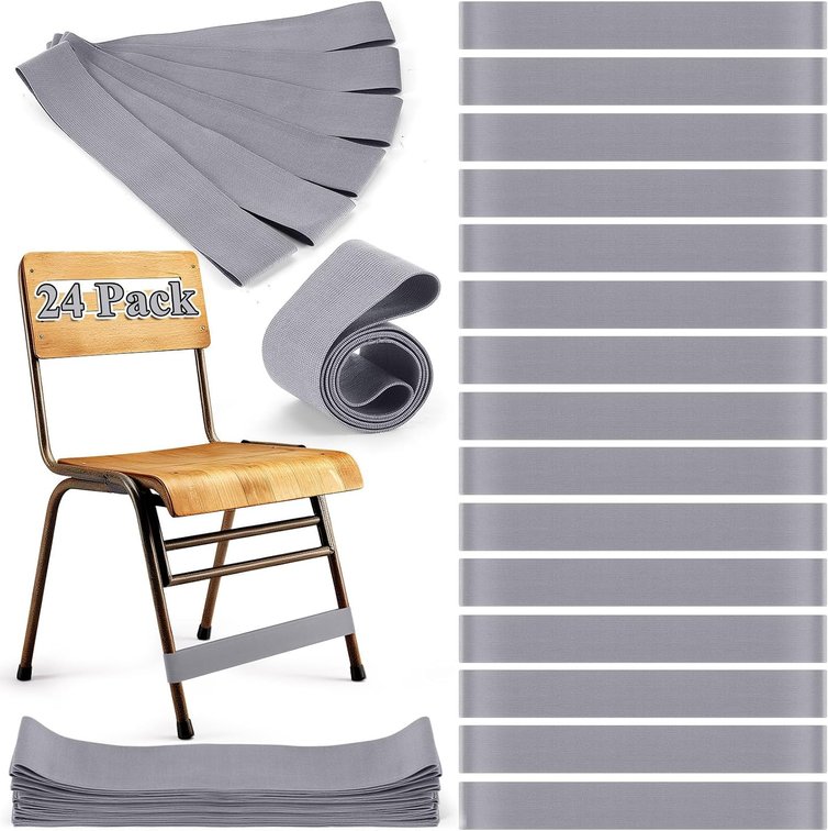 Honoson 24 Pcs Chair Bands for Kids with Fidgety Feet Stretchy Resistance Latex Fidget Chair Bands Flexible Seating for Classroom Home Sensory Room ADHD SPD Autism Tools 0.6mm (Gray)