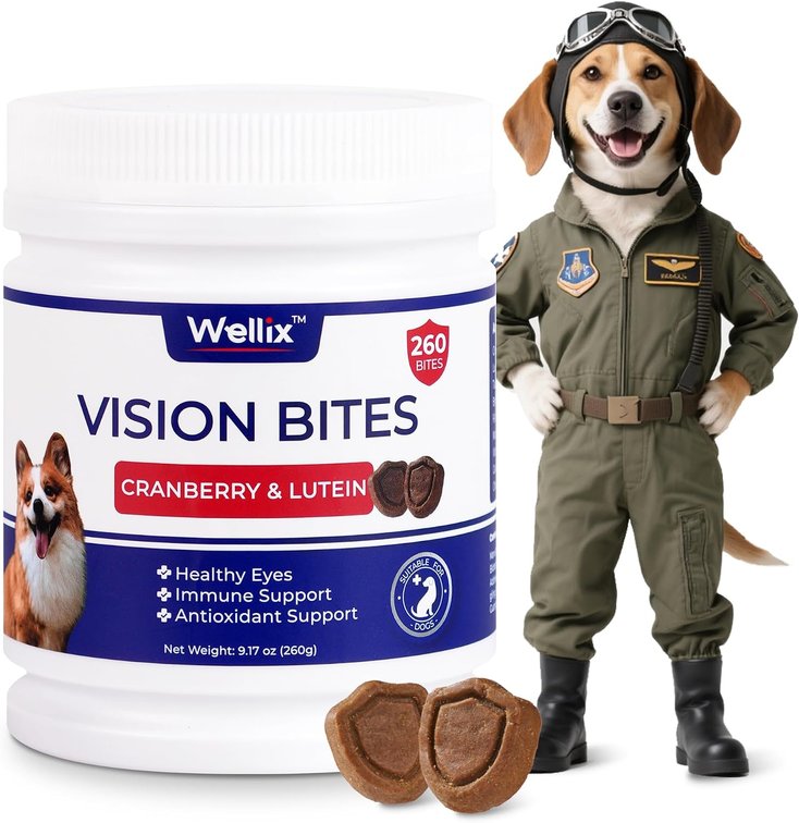 Wellix 260 Bites Vision Chews with Taurine for Dogs - Senior Eye Supplement