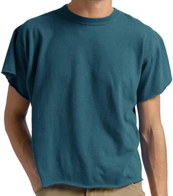 Size XL Men's Boxy Raw Cut Tee Short Sleeve Round Neck T Shirts Casual Basic Tops