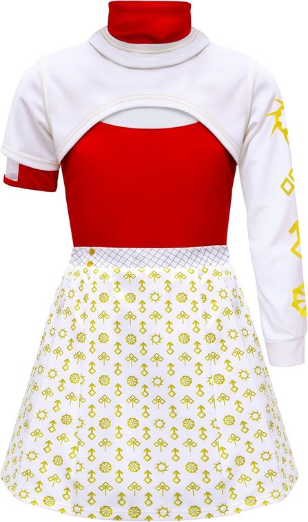 Size 11-12yrs Zombie Girls Costume Kids Character Halloween Cosplay Cheerleader Mesh Top Pant Hooded Coat 3PCS Uniform Outfits