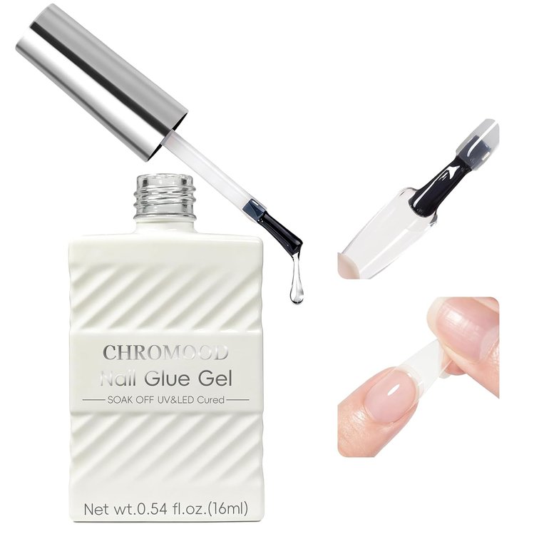 Nail Glue Gel for Acrylic Tips On Nails, Clear 16ml UV Curing Adhesive