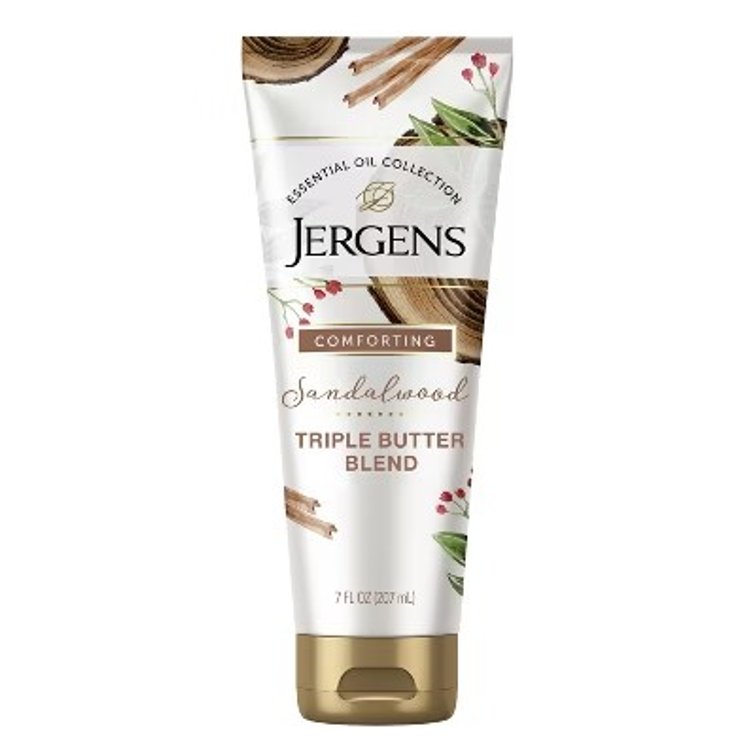 Jergens Comforting Sandalwood Triple Butter Blend Body Butter, Vanilla Sandlewood Body Lotion - 7 fl oz