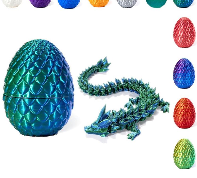 Set of 5 - 3D Printed Dragon in Egg
