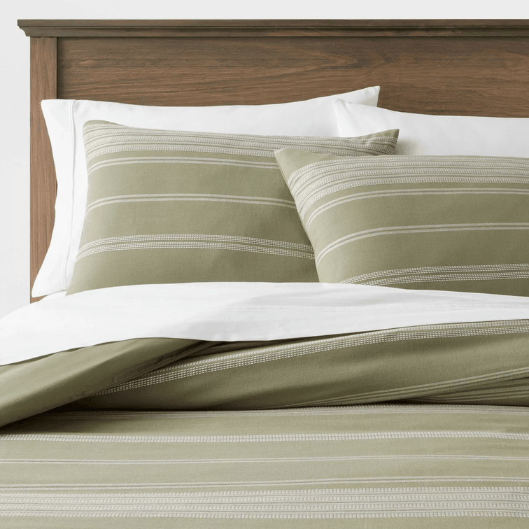 DUVET ONLY KING Cotton Woven Stripe Duvet Cover & Sham Set - Threshold