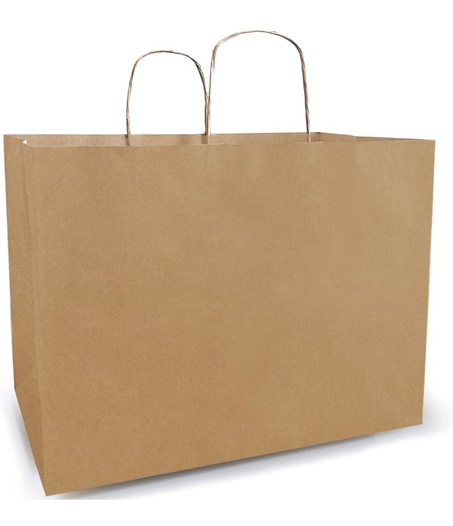 100 Count 16x12 Kraft Paper Bags with Handles 