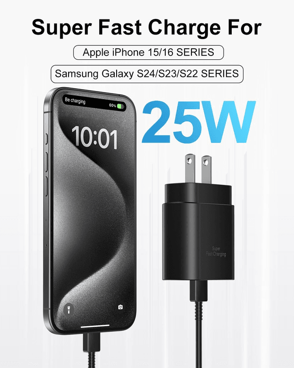 Phone 15 16 Charger Fast Charging,25W Phone Super Fast Type C Charger Block with 6Ft USB C to USB C Cable Compatible with iPhone 15/16/Plus/Pro/Pro Max