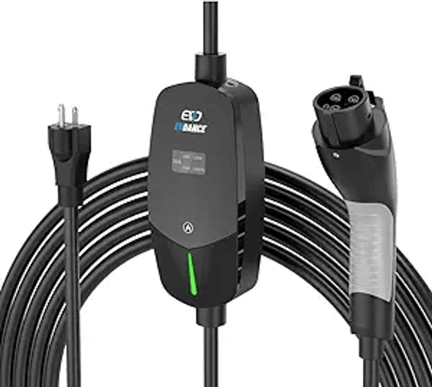 EV Charger Level 1/2 6-16A Adjustable, EV Chargers for Home with 25 FT J1772 EV Charging Cable, Electric Vehicle Charging Stations with NEMA 6-20 & 5-15 Plug, 110V-240V IP66 Waterproof