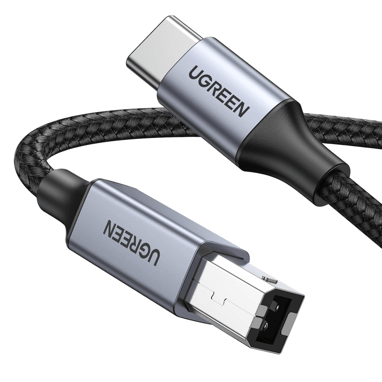USB B to USB C 3 FT Printer Cable, Nylon USB B to C Cord for MacBook Pro/Air, MIDI Cable Compatible with Yamaha Piano Keyboard, DAC, DJ Controller