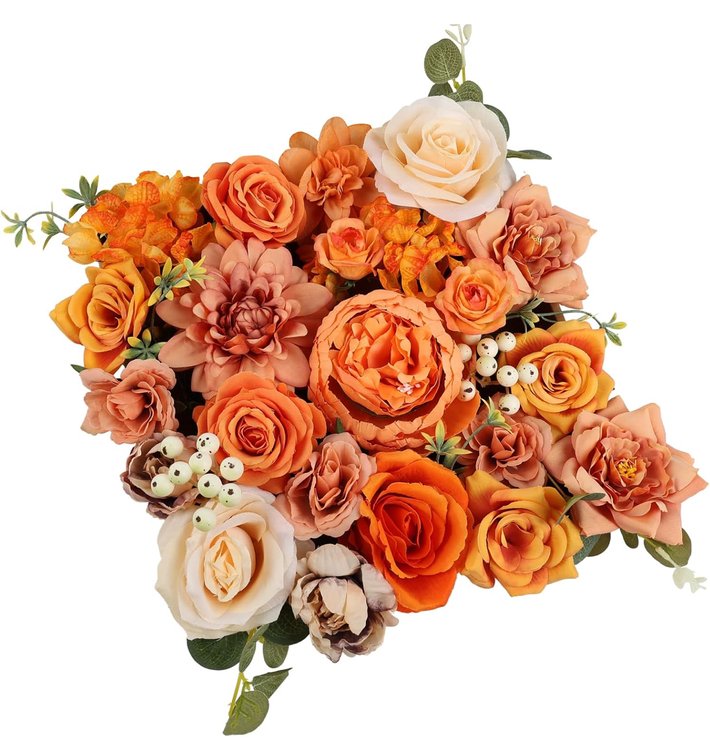Artificial Fall Flowers Burnt Orange Combo Set