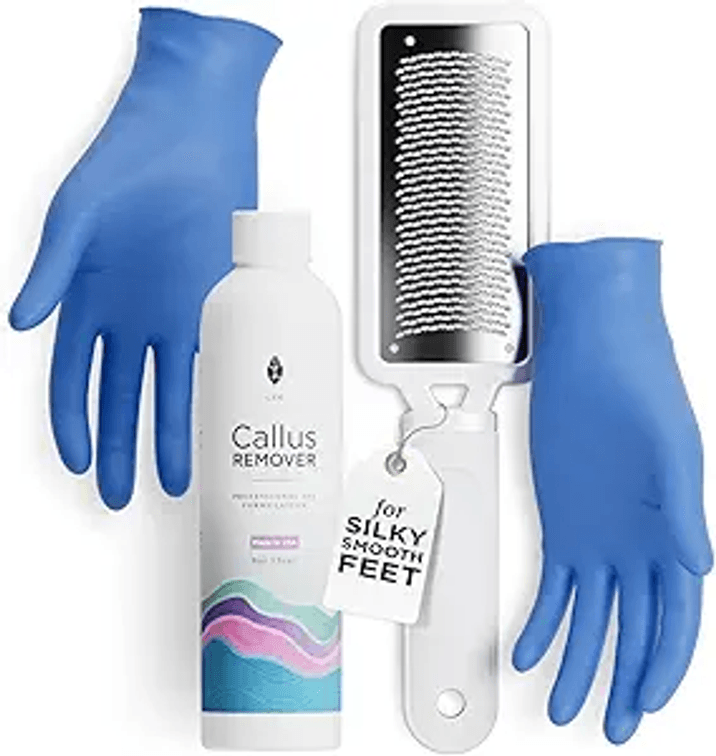 Callus Remover for Feet - Extra Strength Gel & Rasp Foot File Kit - Original Formula for Dead Skin Remover for Cracked Heels & Dry Skin-Pedicure Supplies for Smooth Foot - 8 Oz