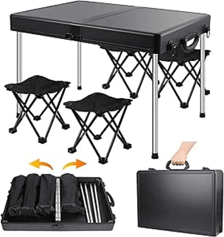 Folding Table with Chairs,Portable Folding Camping Table