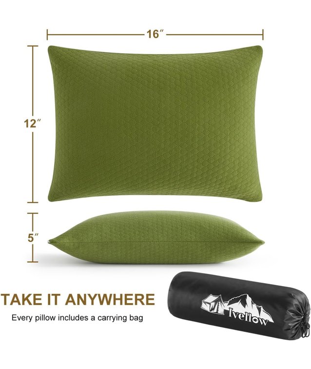 Green Memory Foam Camping and Travel Pillow 