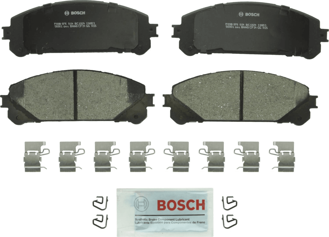 BOSCH BC1324 QuietCast Premium Ceramic Disc Brake Pad Set - Compatible with Select Lexus NX200t, NX250, NX300h, NX350/350h, RX350, RX450h; Toyota Camry, Highlander, RAV4 Prime, Sienna + More; FRONT