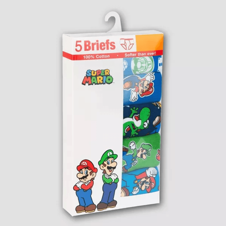 Kids Size 8 - Boys' Mario 5pk Underwear