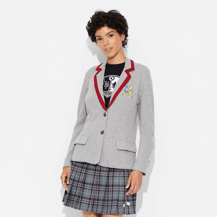 Size XL Women's Target Exclusive Beetlejuice Astrid Graphic Blazer - Heather Gray